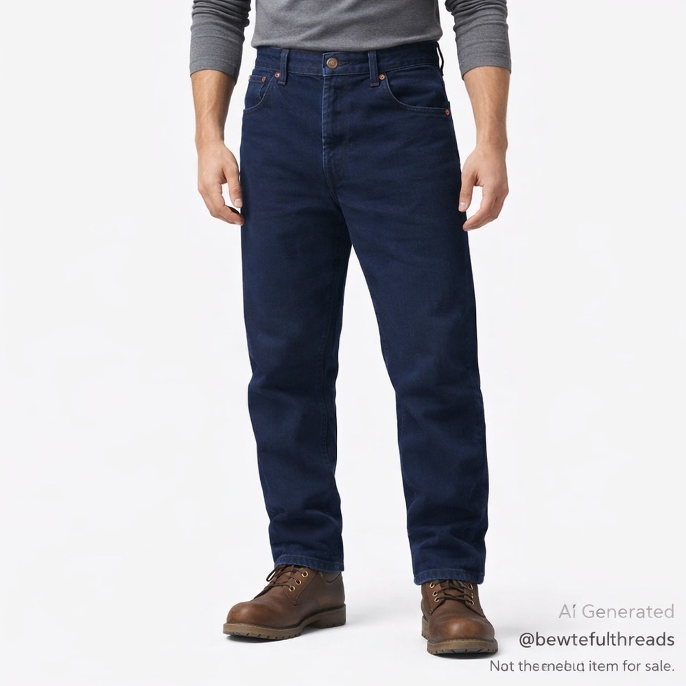 FLANNEL LINED Winter Jeans Colin’s Blue Navy Straight Leg W36 Heavyweight